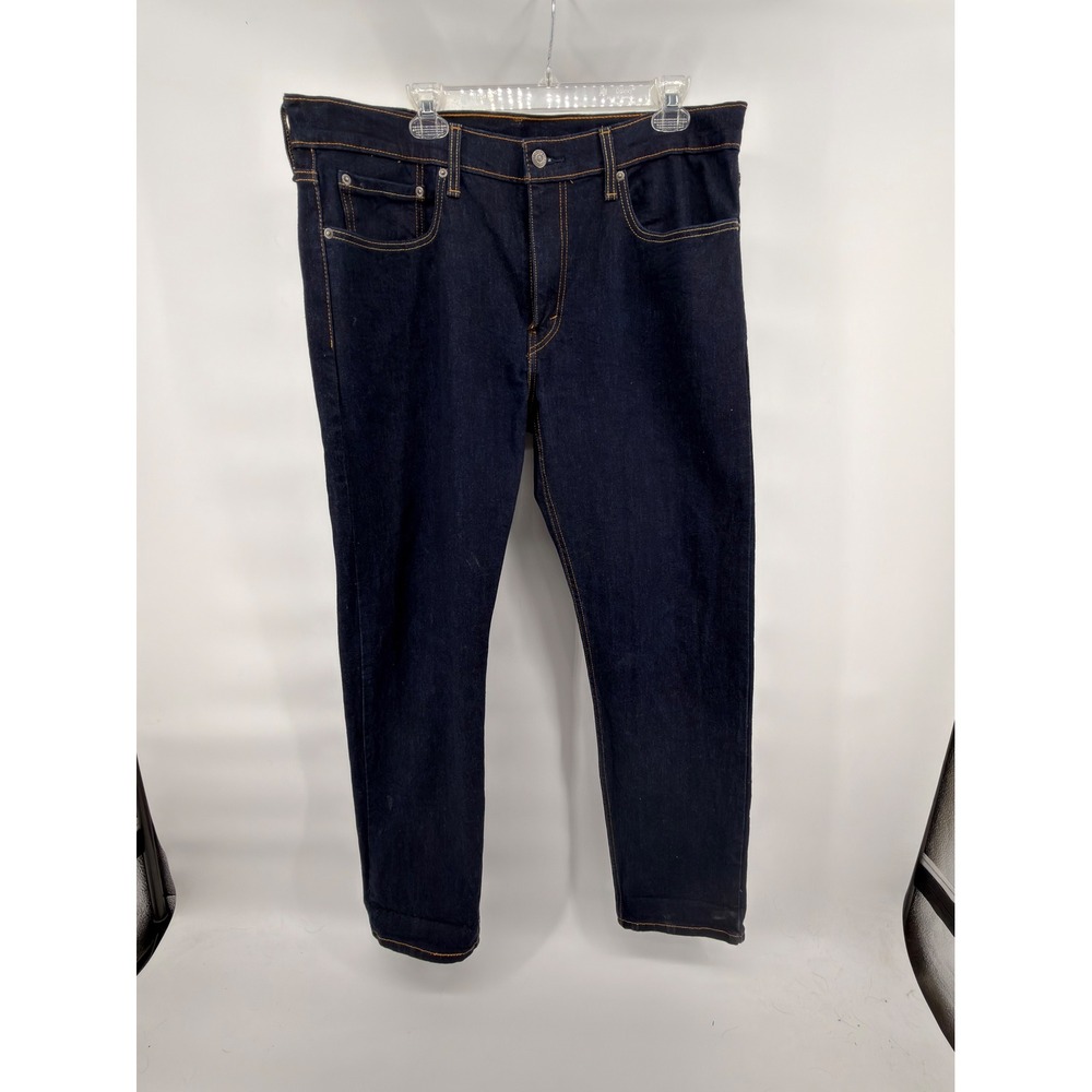 Levi's 502‎ Tapered Dark Wash Jeans Mens 36x32 WaterLess Stretch Denim Indigo
